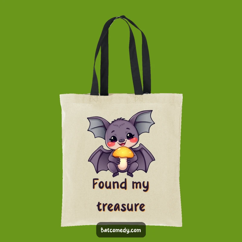 Funny Wonder Bat Tote Bag, Glowing Mushroom Magical Carryall