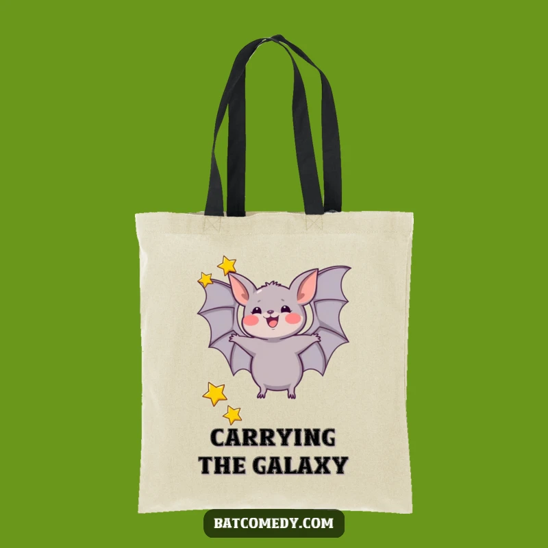 Funny Juggling Bat Tote Bag, Star Twirler Cosmic Carryall