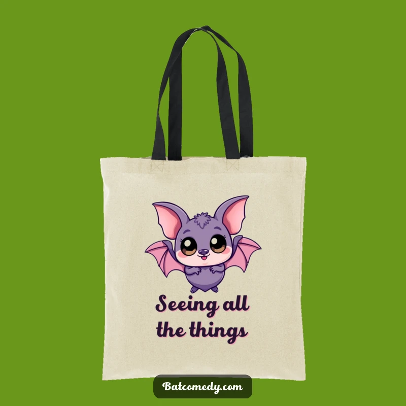 Funny Kawaii Bat Big Eyes Tote Bag - Playful & Practical Carryall